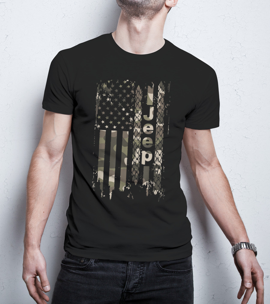 Jeep Camo American Flag Jeep T-Shirt