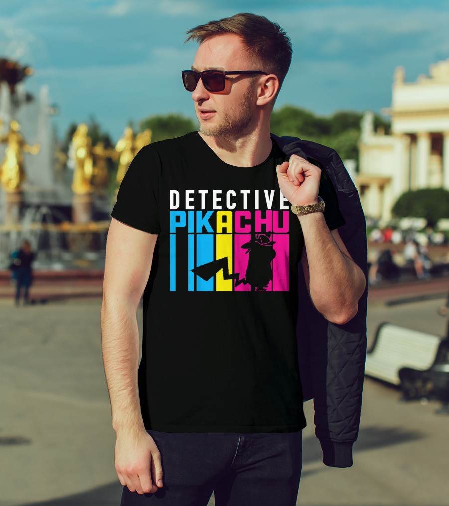 Detective Pikachu Silhouette Color Blocks Kids Pikachu T-Shirt