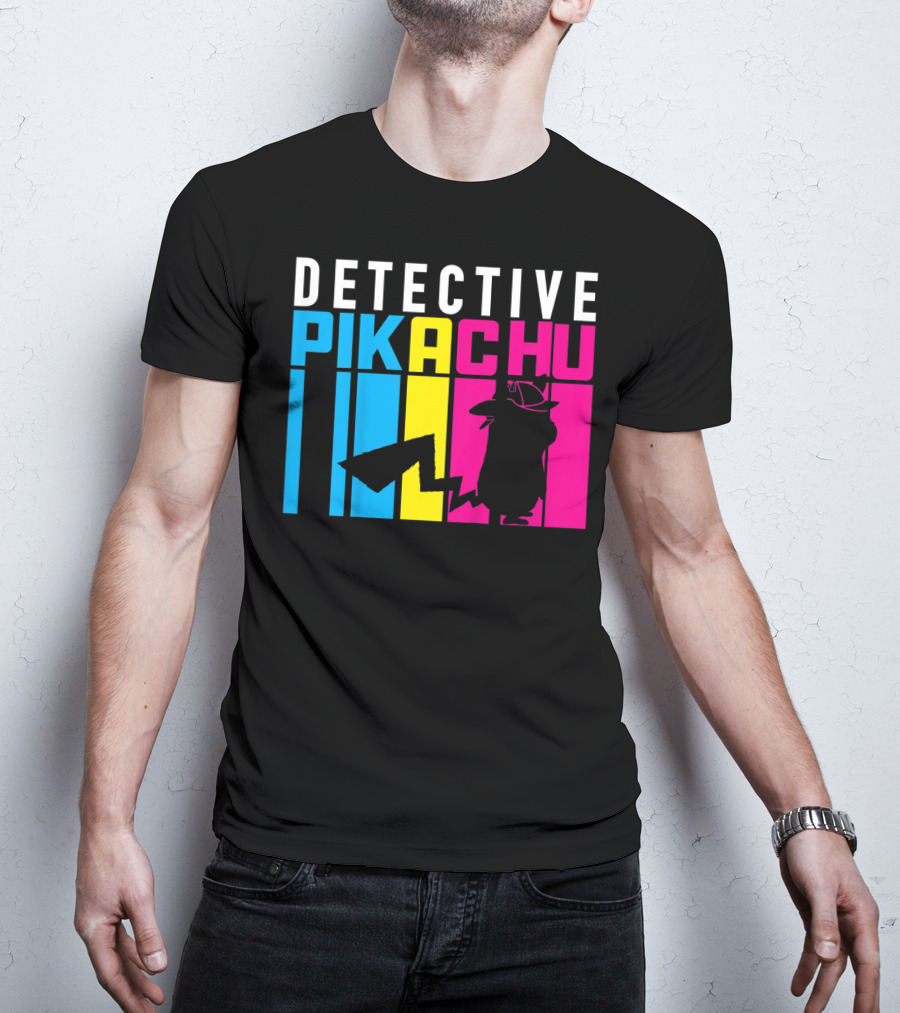 Detective Pikachu Silhouette Color Blocks Kids Pikachu T-Shirt