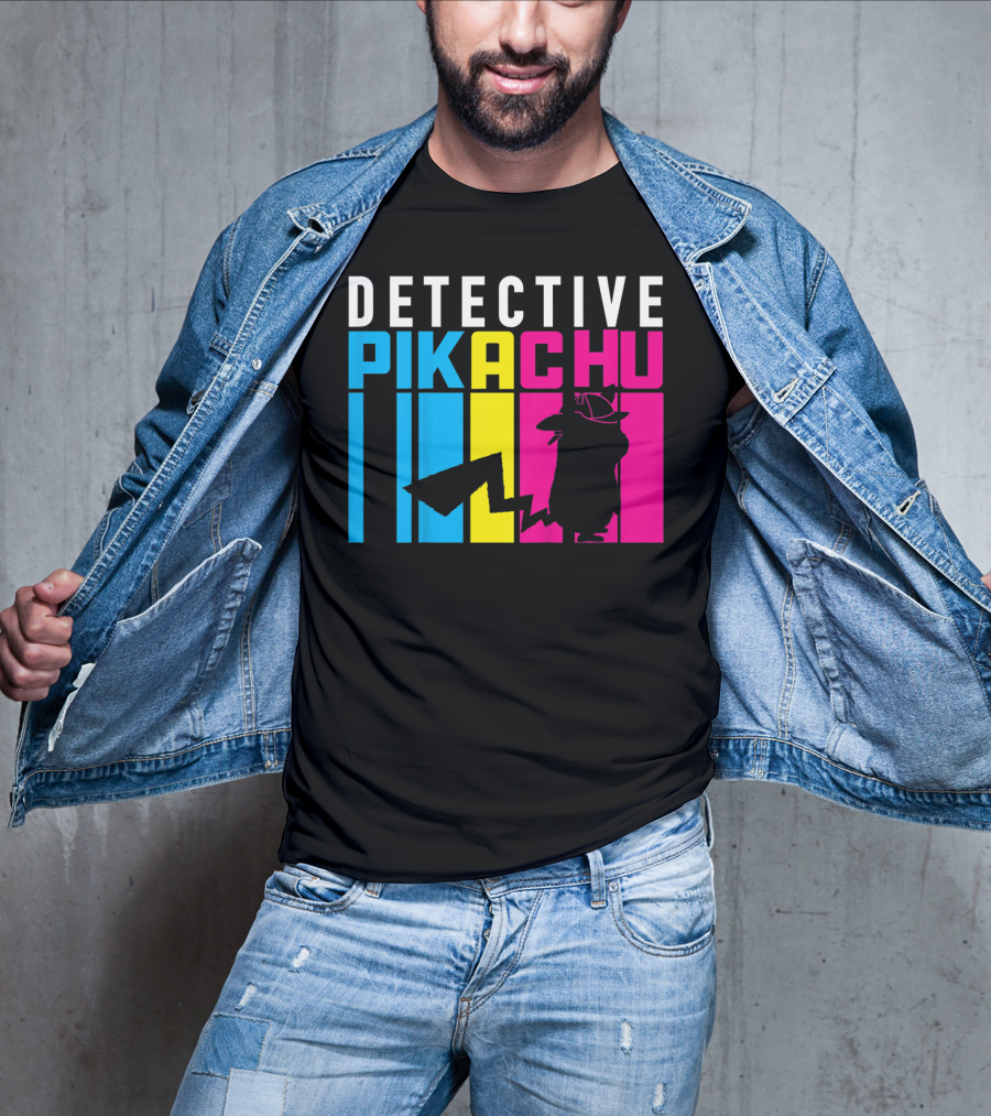 Detective Pikachu Silhouette Color Blocks Kids Pikachu T-Shirt