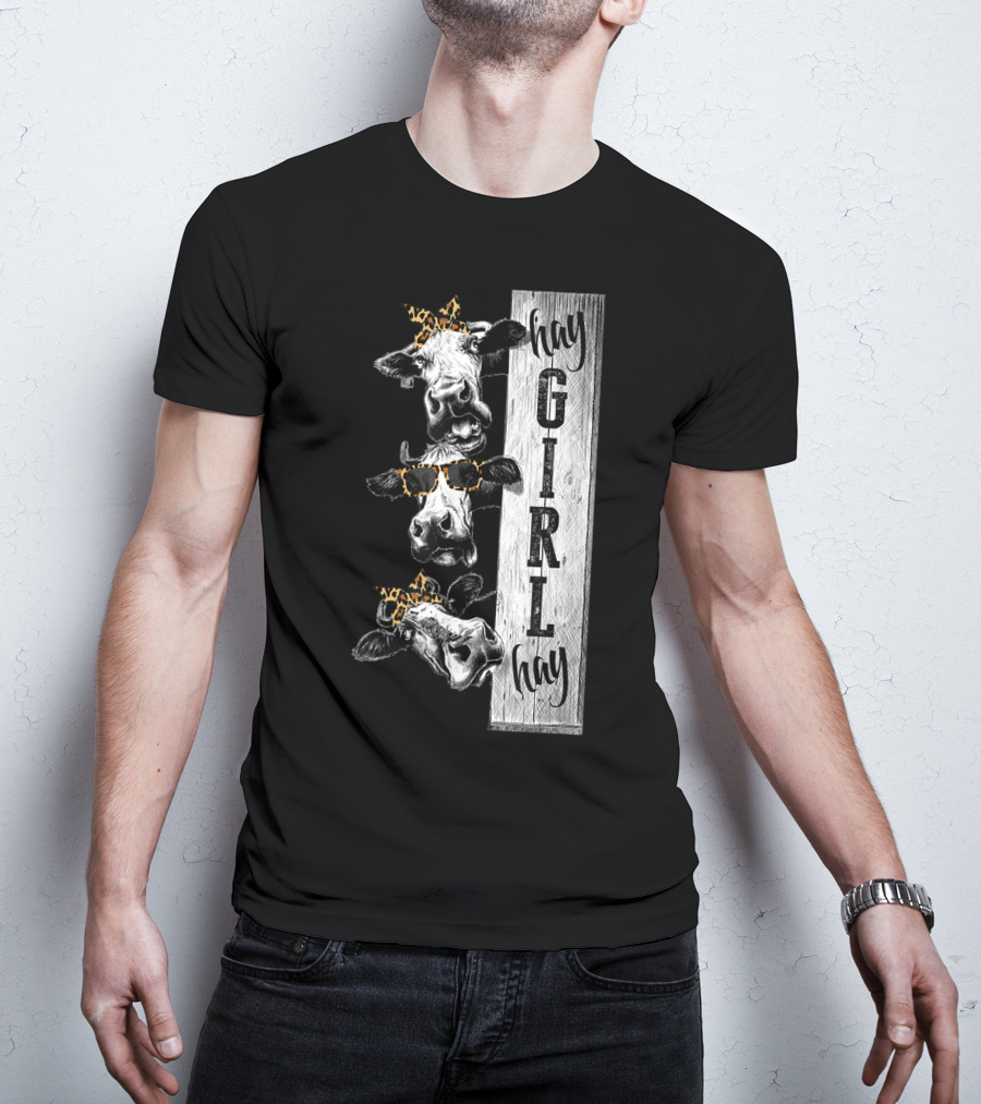 Leopard Bandana Cow Hay Girl Hay Heifer Trio T-Shirt