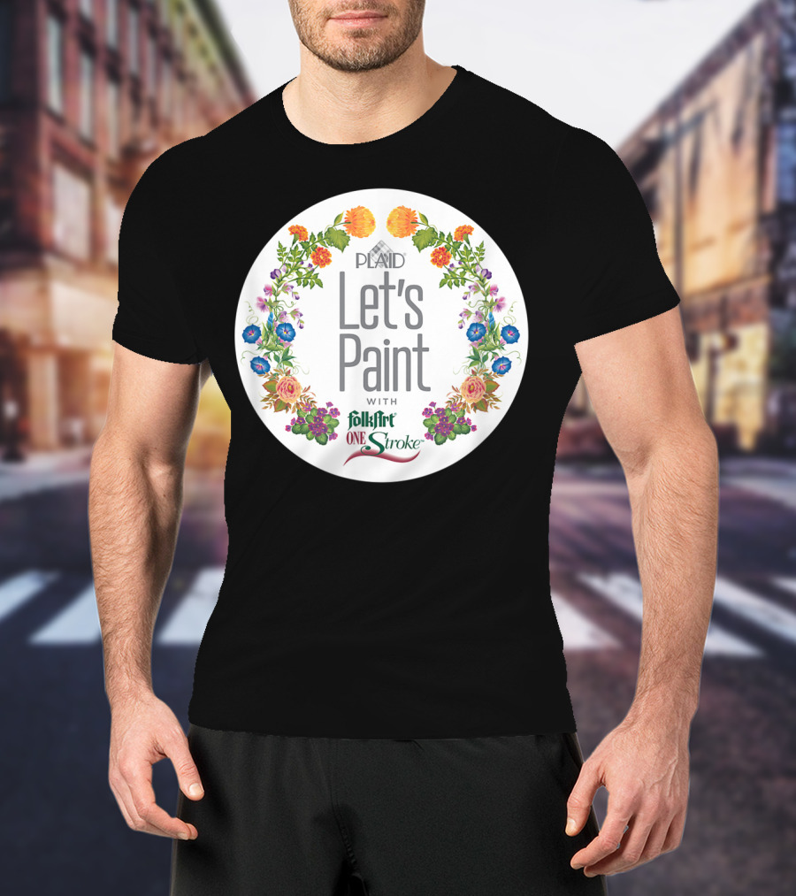PLAID Let's Paint With FolkArt One Stroke Floral Circle T-Shirt