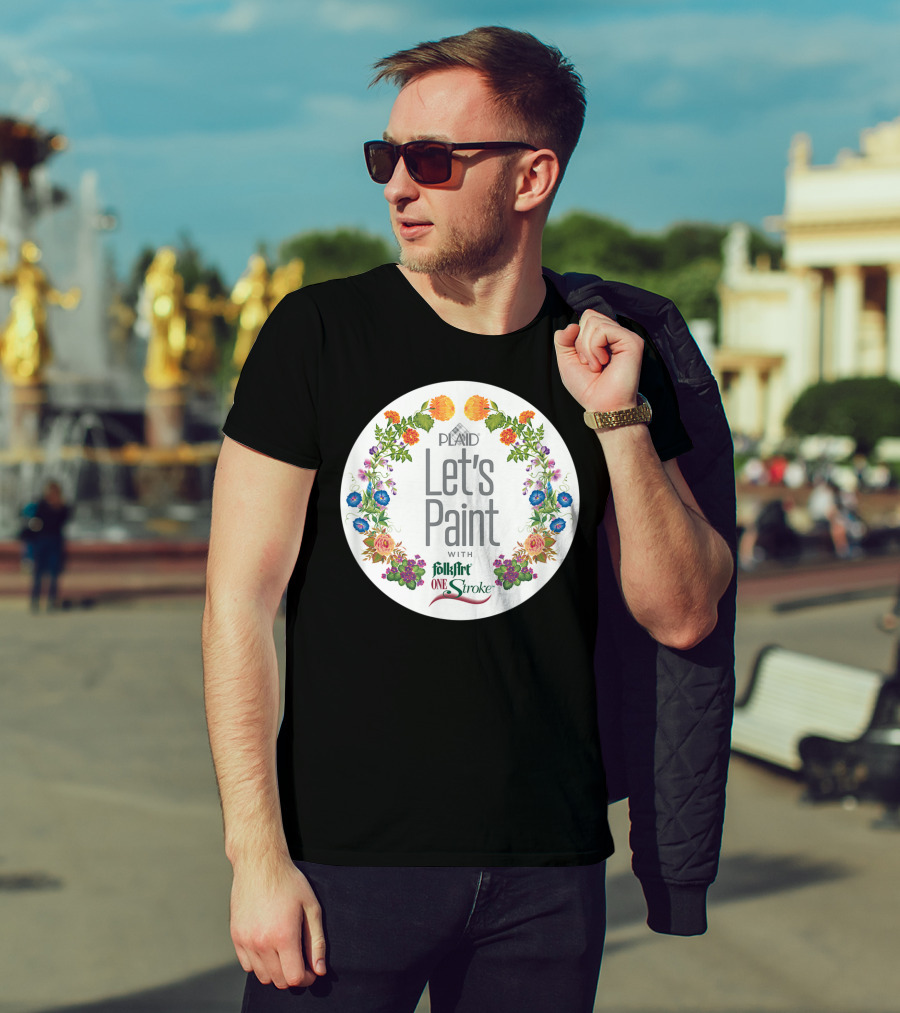 PLAID Let's Paint With FolkArt One Stroke Floral Circle T-Shirt