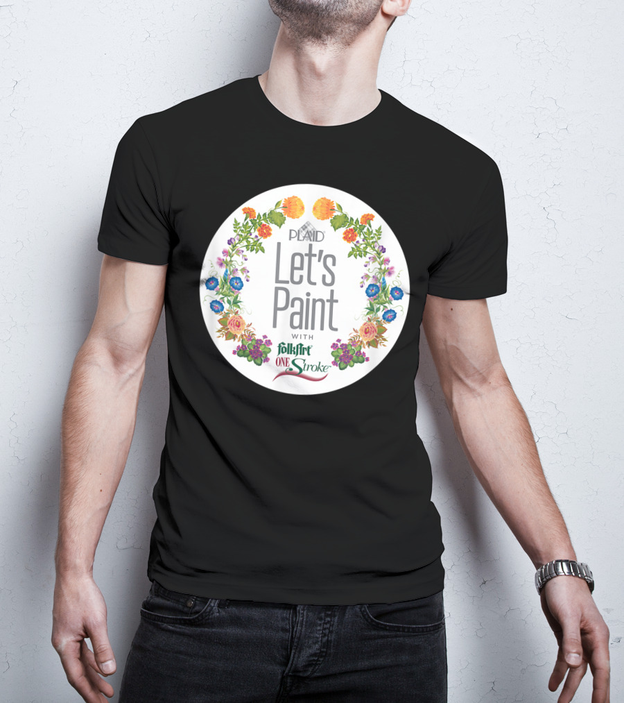 PLAID Let's Paint With FolkArt One Stroke Floral Circle T-Shirt