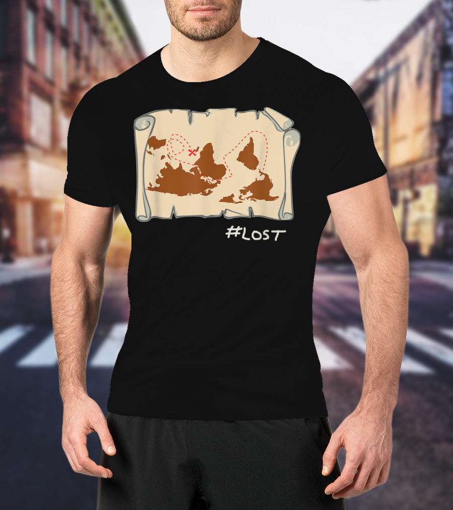 Upside Down Map With X Marks The Spot LOST T-Shirt