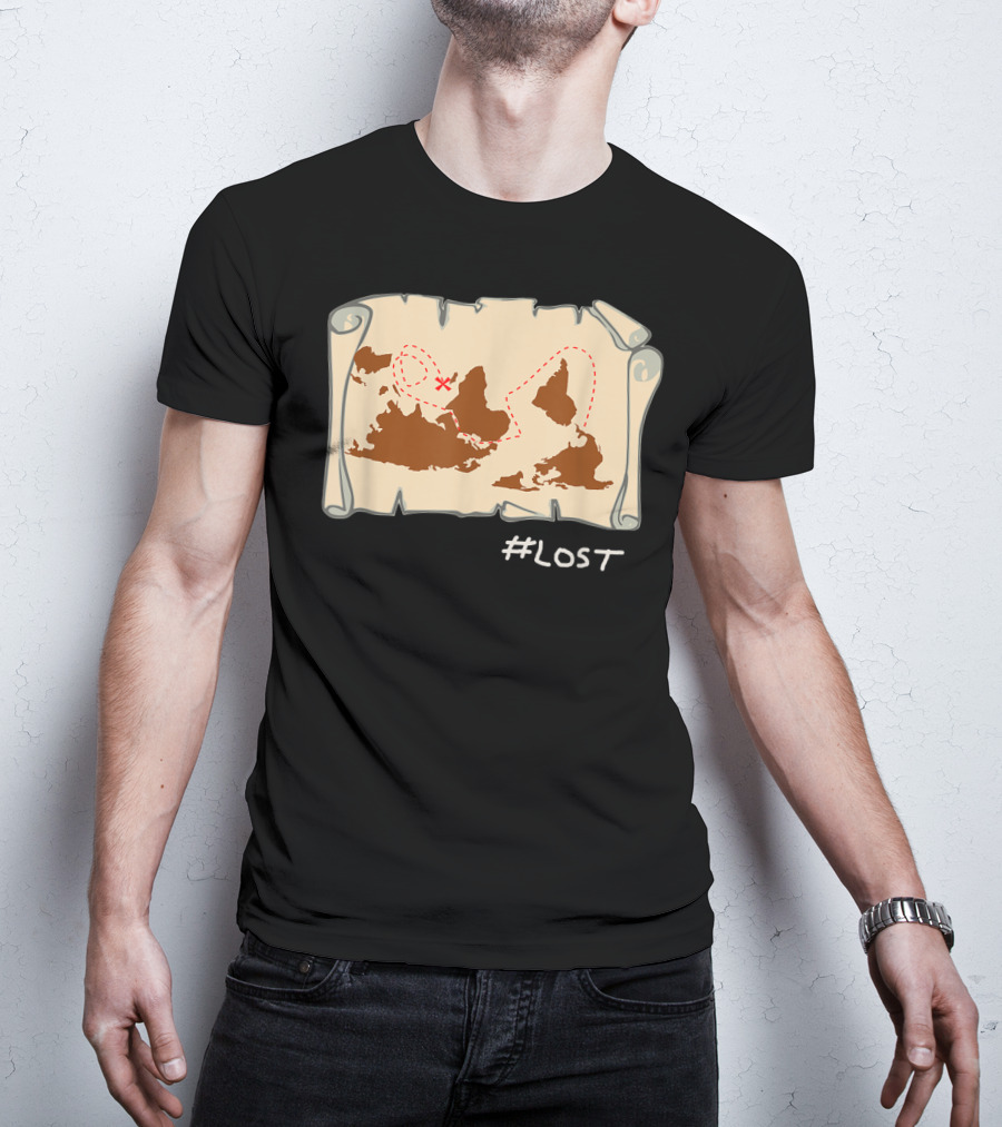 Upside Down Map With X Marks The Spot LOST T-Shirt
