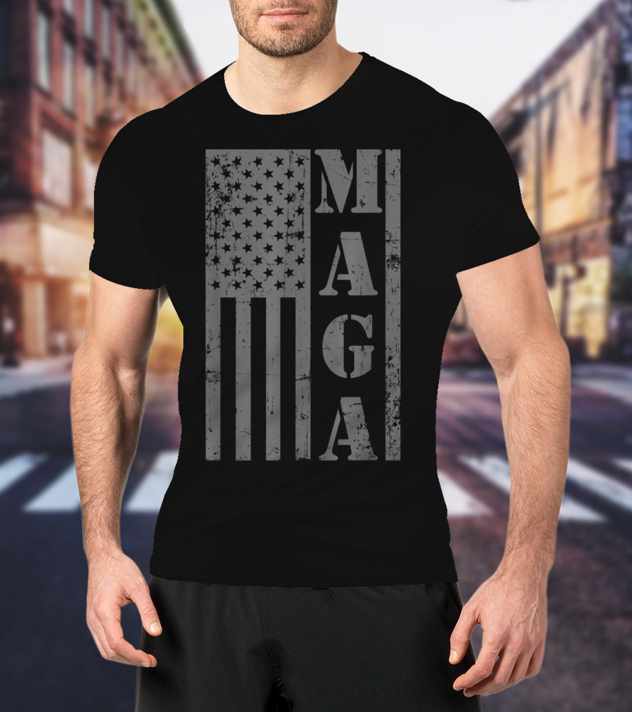 MAGA Distressed American Flag T-Shirt