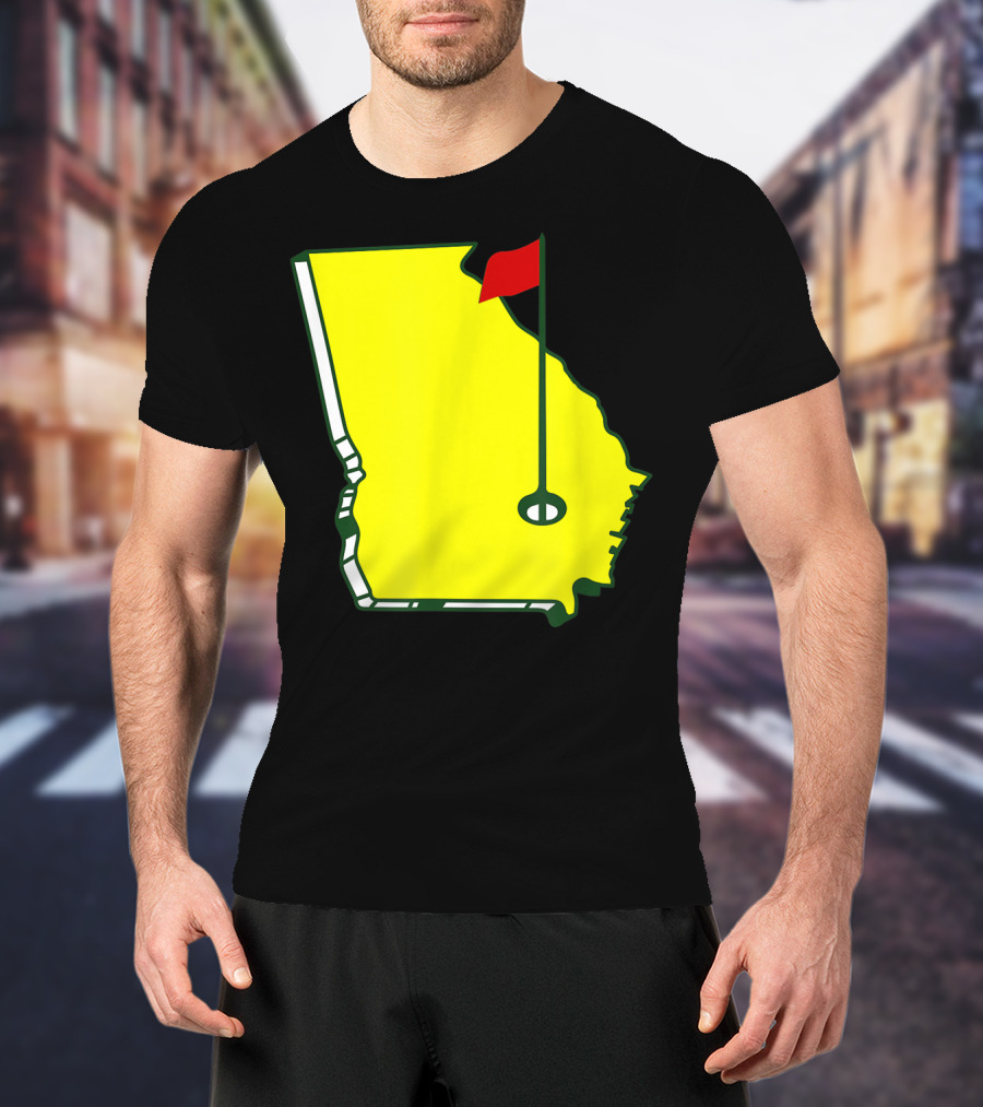 Master Golf Georgia State Map Red Flag T-Shirt