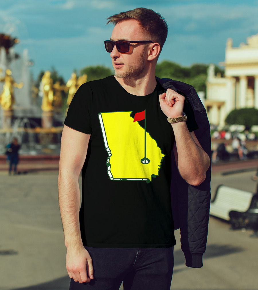 Master Golf Georgia State Map Red Flag T-Shirt