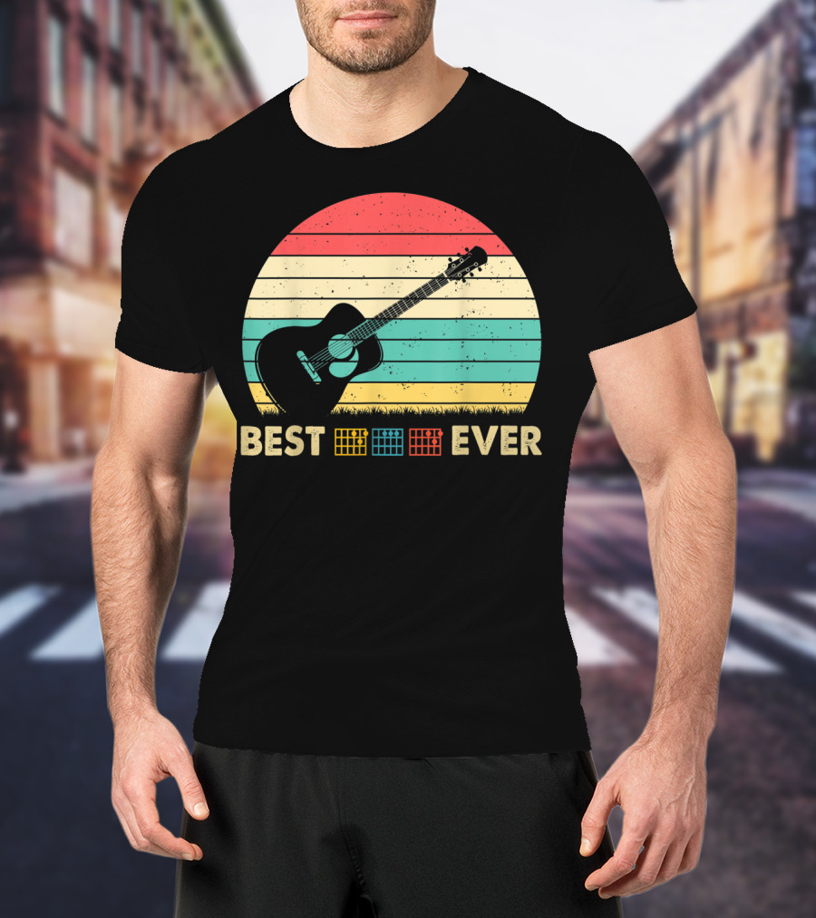 Mens Best Guitar Dad Ever Music Vintage T-Shirt