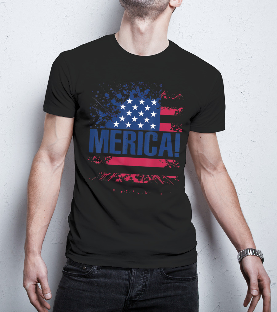Merica USA Vintage Flag Stars And Stripes Merica T-Shirt