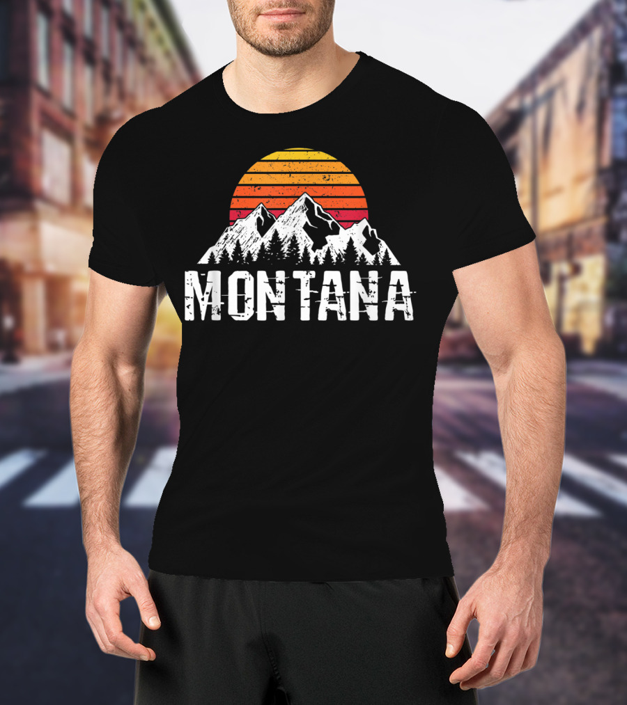 Montana Vintage Mountain Sun Retro Sunset Timberline T-Shirt