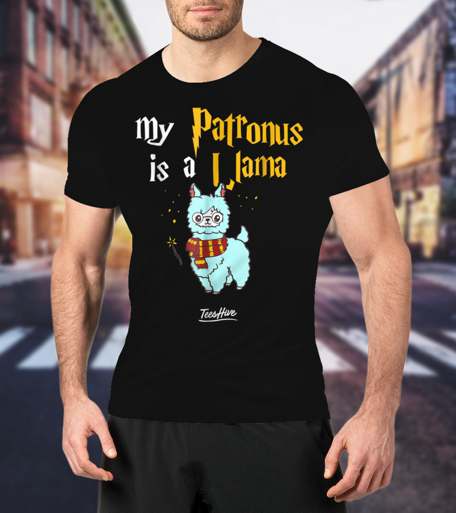 My Patronus Is A Llama Funny Llama Lover Magic Wand Scarf TeesHive T-Shirt