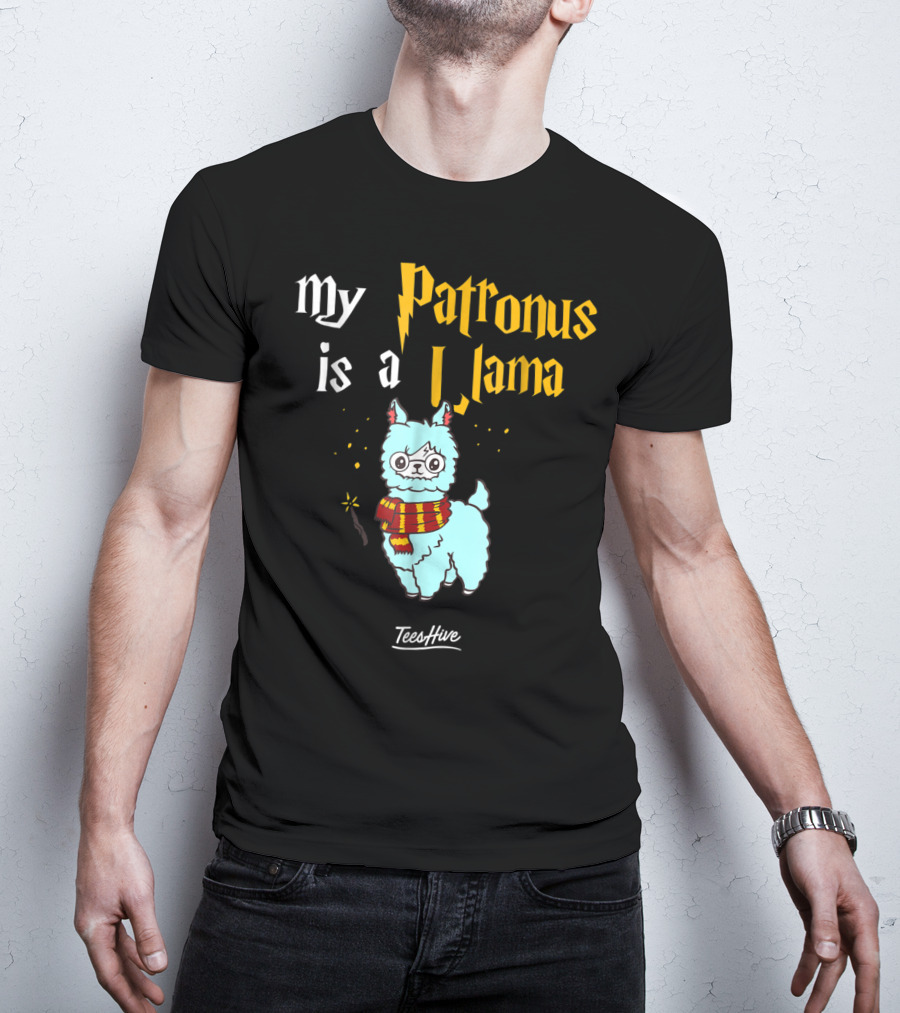 My Patronus Is A Llama Funny Llama Lover Magic Wand Scarf TeesHive T-Shirt