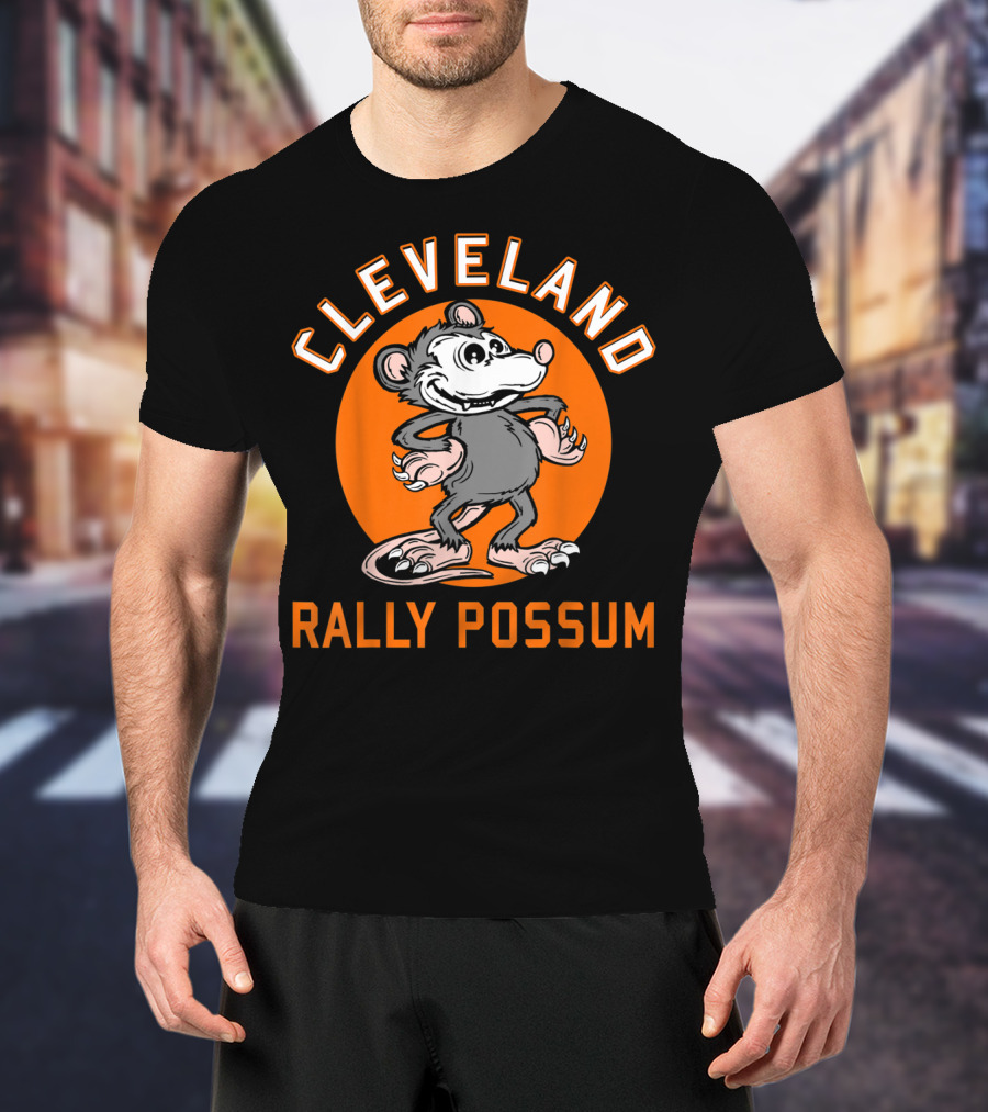 Cleveland Rally Possum Baseball Team Spirit Orange Background T-Shirt