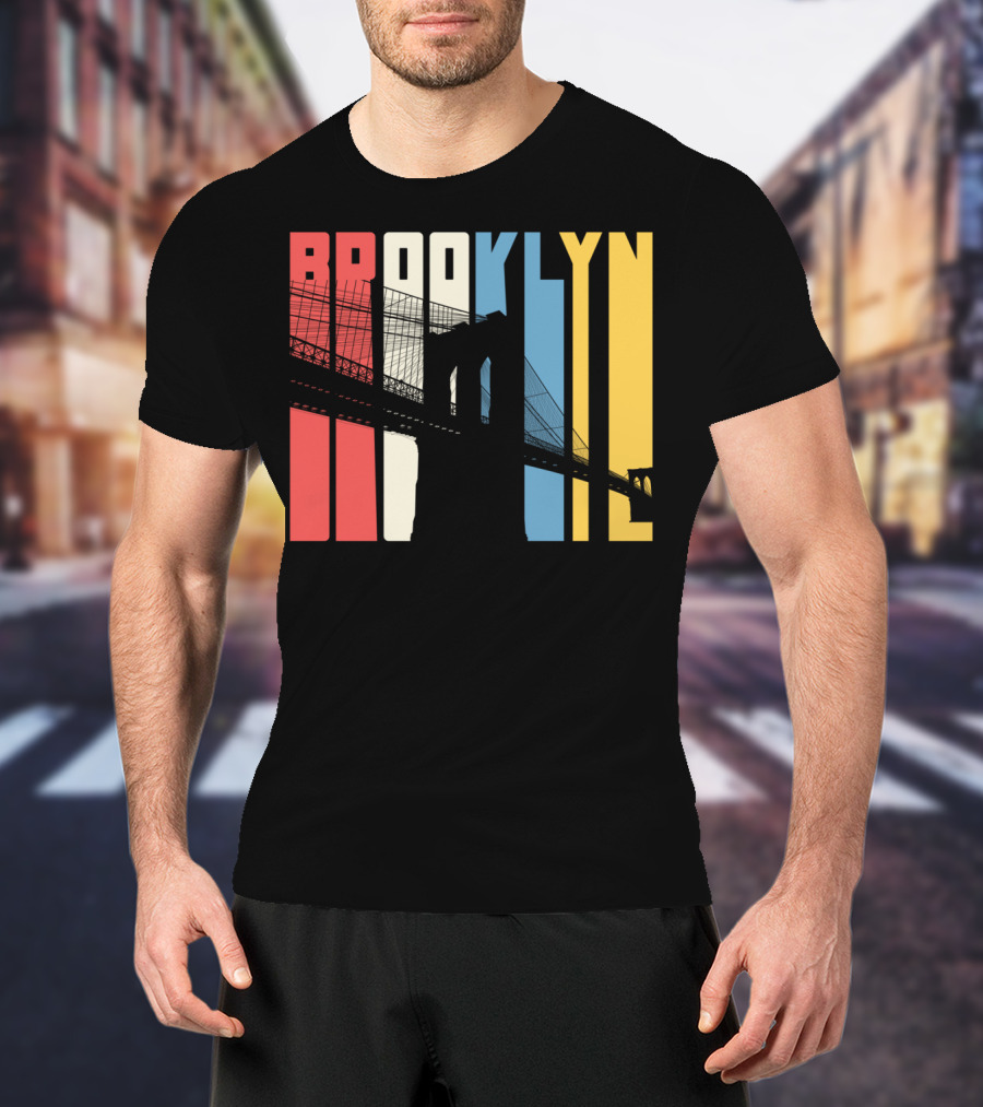 Brooklyn Bridge New York City Red Blue Yellow T-Shirt