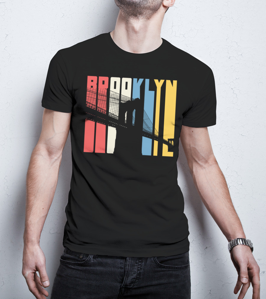 Brooklyn Bridge New York City Red Blue Yellow T-Shirt
