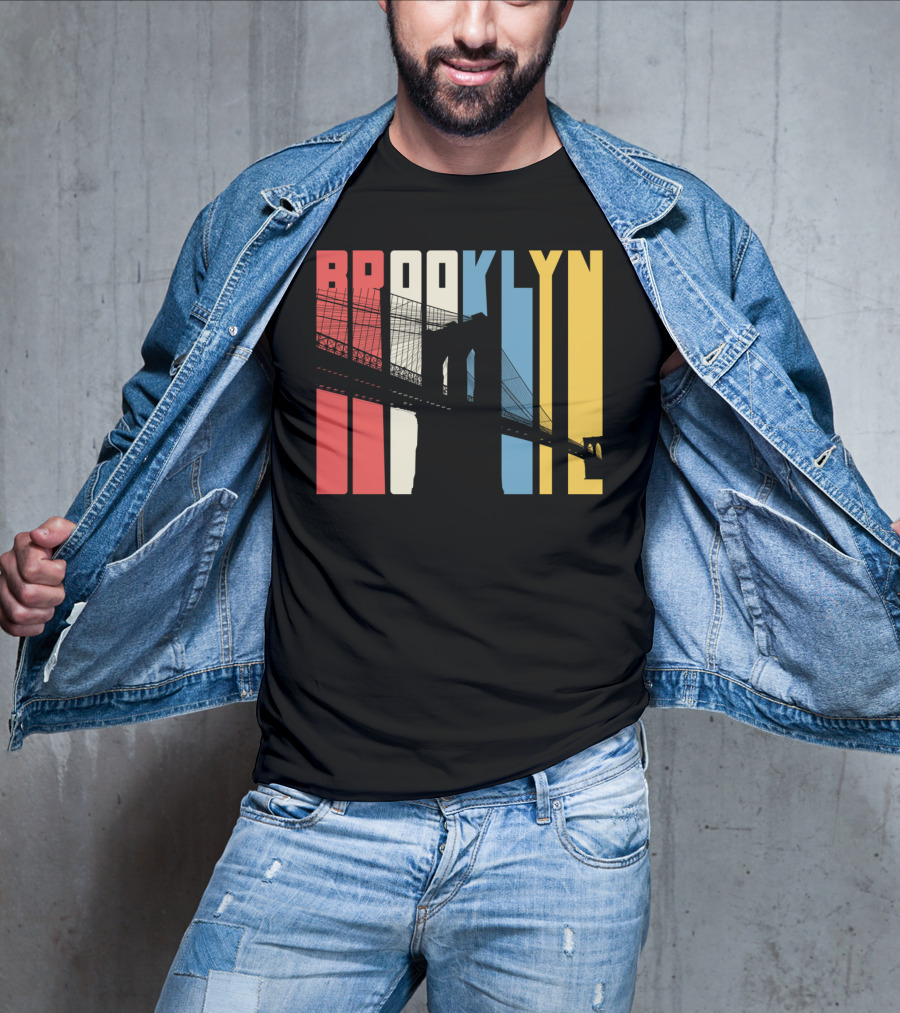 Brooklyn Bridge New York City Red Blue Yellow T-Shirt
