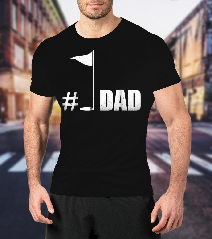 1 Dad Best Dad Father's Day Golf Flag T-Shirt