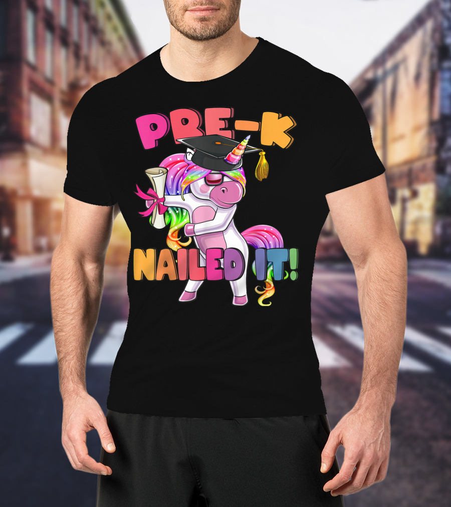 Pre-K Nailed It Flossing Rainbow Unicorn Graduation T-Shirt