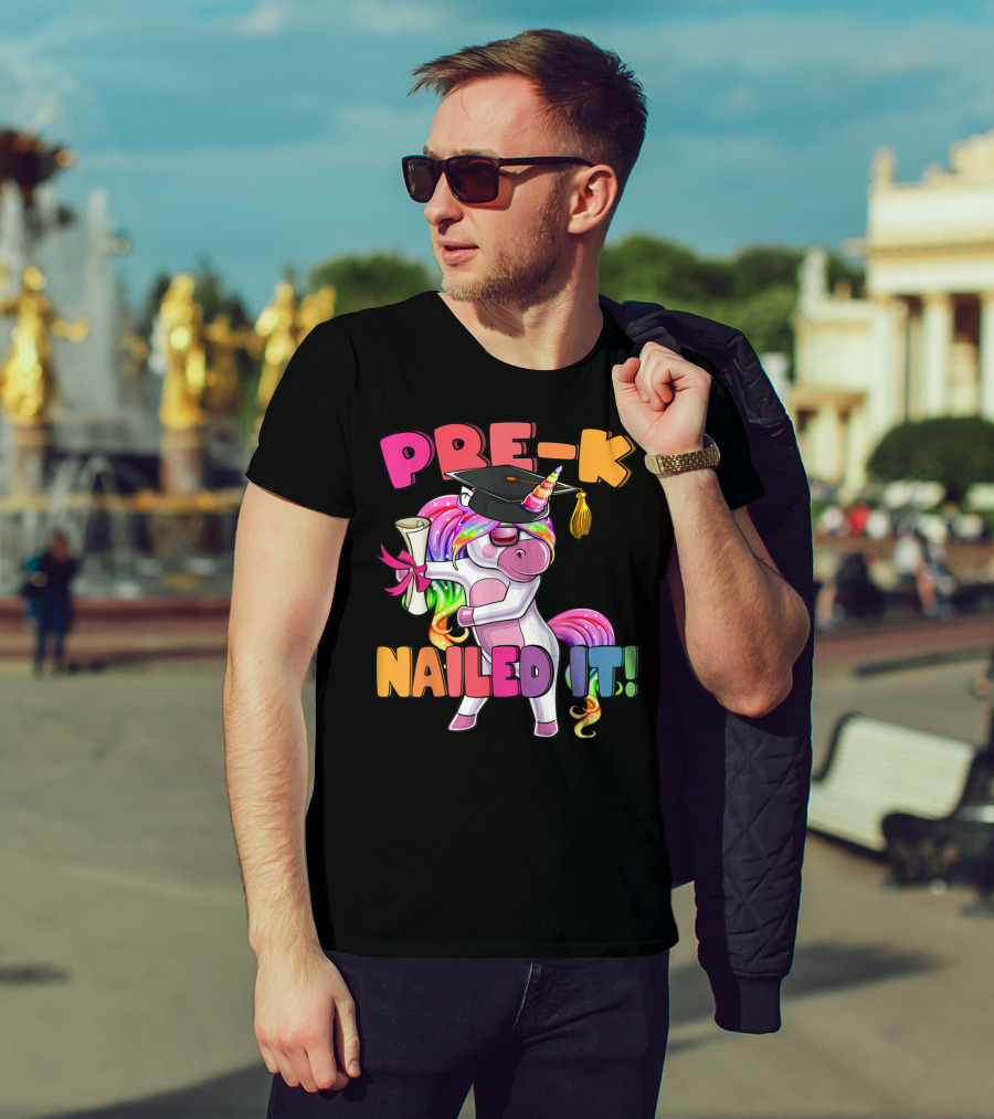 Pre-K Nailed It Flossing Rainbow Unicorn Graduation T-Shirt