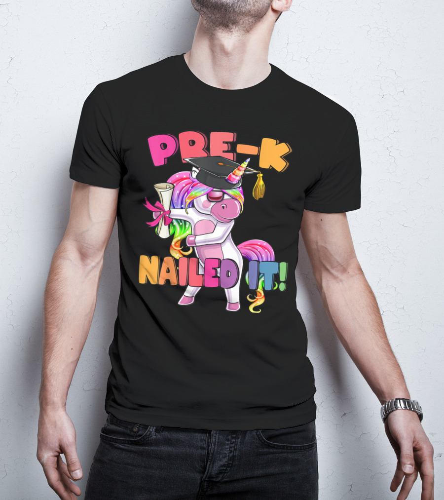 Pre-K Nailed It Flossing Rainbow Unicorn Graduation T-Shirt