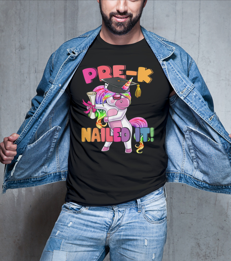 Pre-K Nailed It Flossing Rainbow Unicorn Graduation T-Shirt