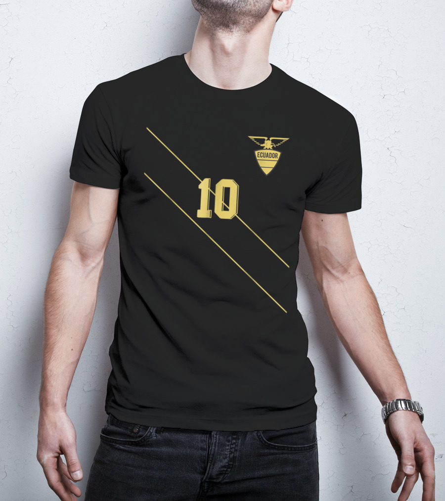 Retro Ecuador Soccer Jersey Futbol Camiset Number 10 Yellow Ecuador Crest T-Shirt