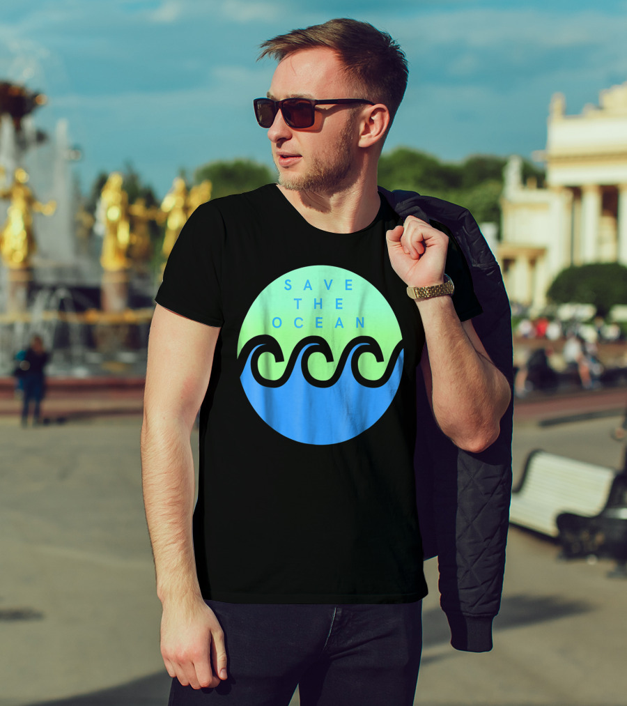 Save The Ocean Stop The Pollution Of Our Seas Waves Circle T-Shirt