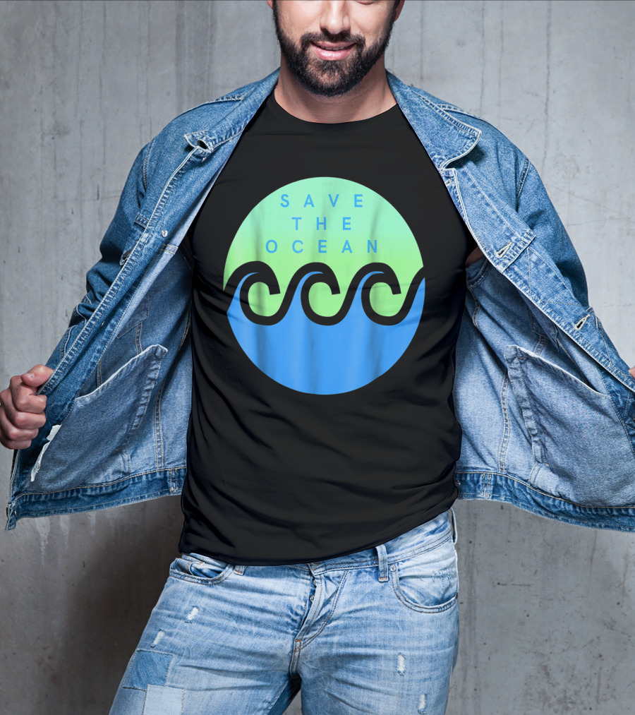Save The Ocean Stop The Pollution Of Our Seas Waves Circle T-Shirt