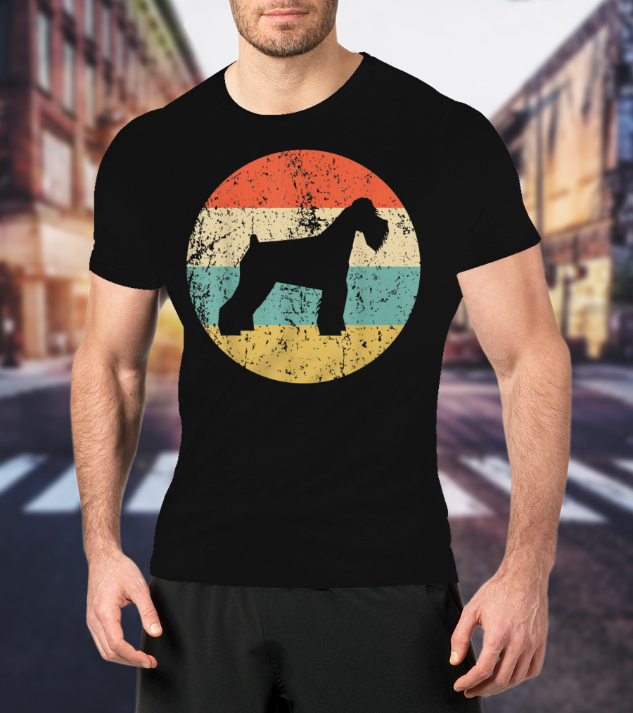 Retro Striped Schnauzer Silhouette Vintage Dog Profile T-Shirt