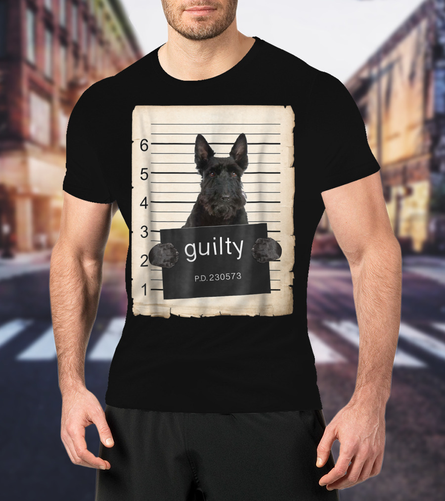 Scottish Terrier Mugshot Guilty Dog P.D. 230573 T-Shirt