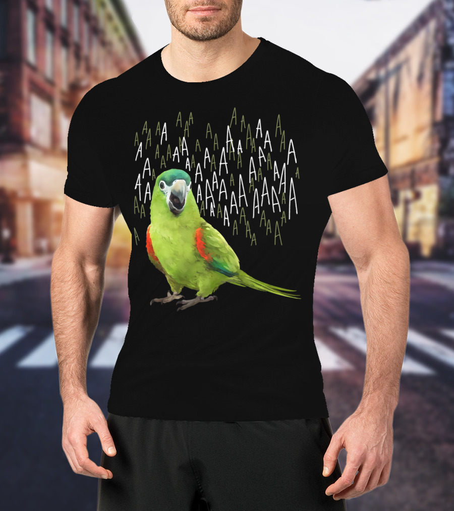 Screaming Hahn's Macaw AAAA Repeated Green And Red Parrot T-Shirt