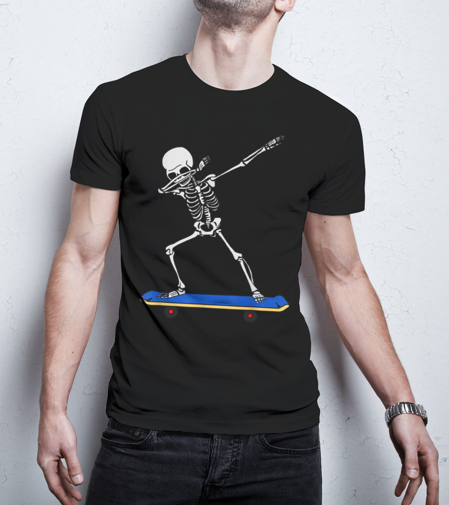 Skeleton DAB Skateboard Idea For Skateboarding T-Shirt