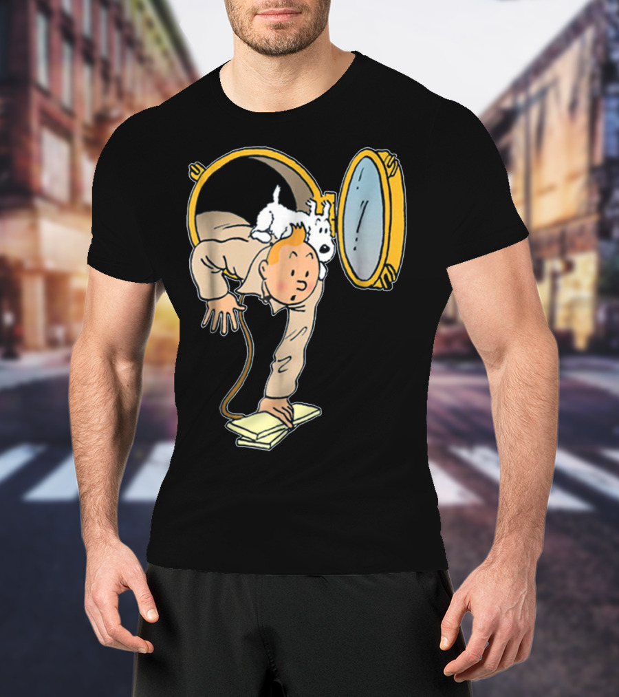 Tintin And Snowy Emerging From Submarine Porthole T-Shirt