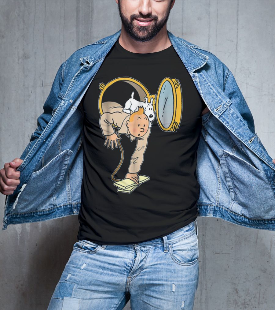 Tintin And Snowy Emerging From Submarine Porthole T-Shirt