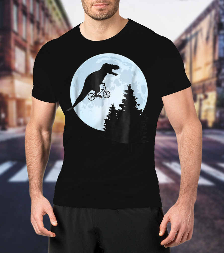 T Rex Bicycle Moon Ride For Funny Rex Lovers T-Shirt