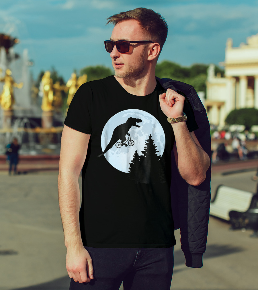 T Rex Bicycle Moon Ride For Funny Rex Lovers T-Shirt