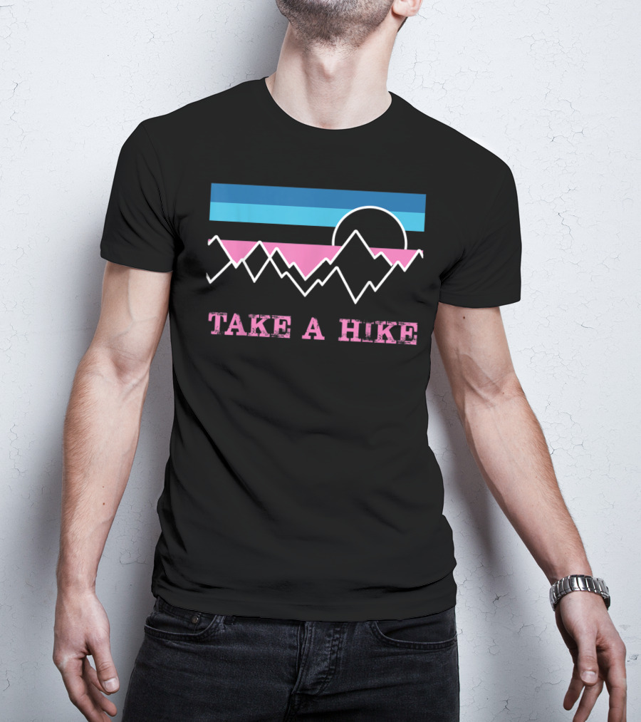 Take A Hike Retro Sunset Mountain Wilderness Outdoor Adventure T-Shirt