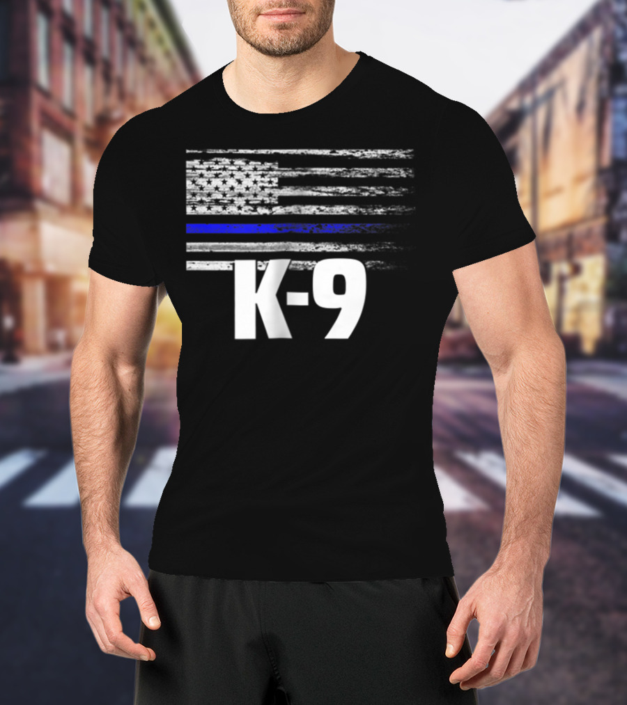 K-9 Police USA Flag Law Enforcement Officer LEO Cops T-Shirt