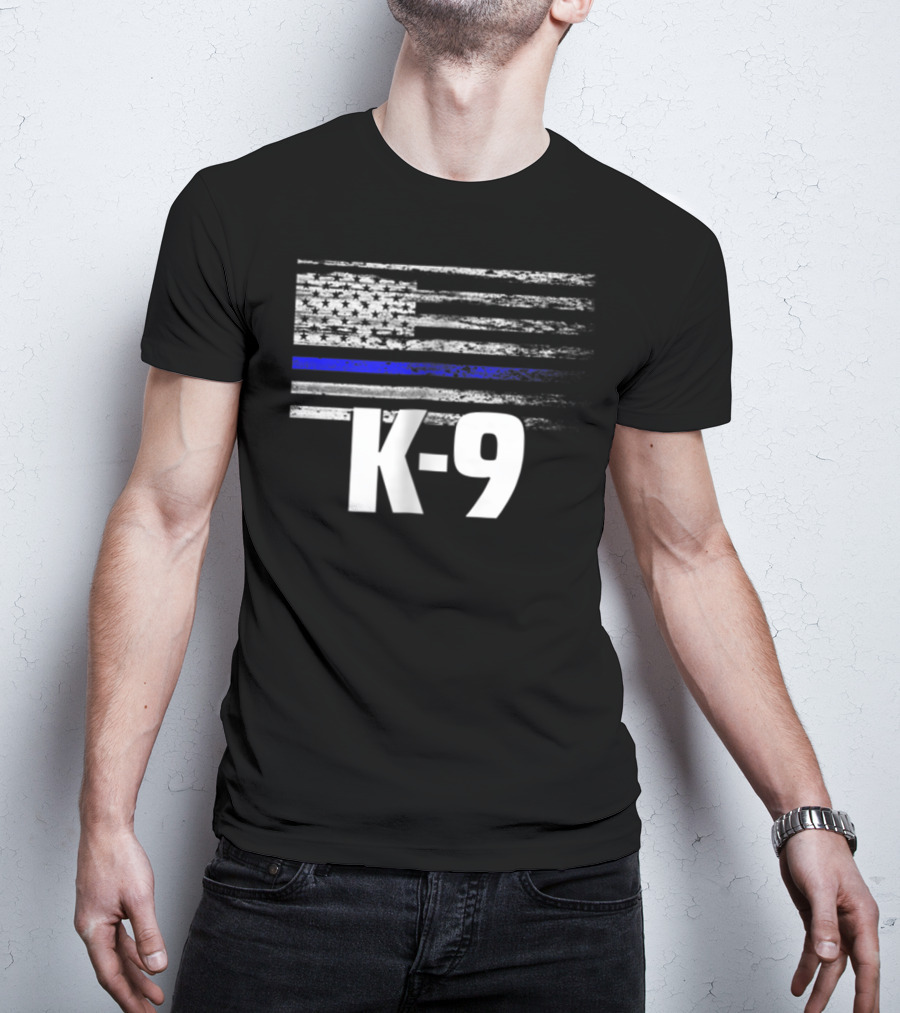 K-9 Police USA Flag Law Enforcement Officer LEO Cops T-Shirt