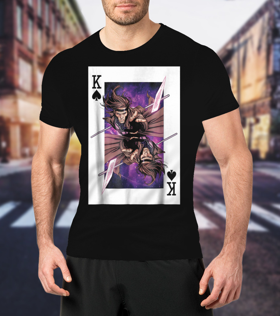 Marvel X Men Gambit King Of Spades Playing Card Character T-Shirt