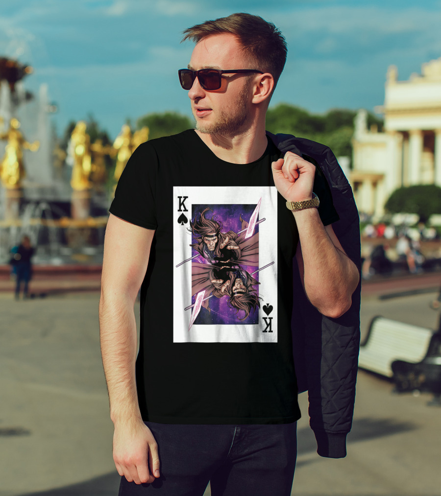 Marvel X Men Gambit King Of Spades Playing Card Character T-Shirt