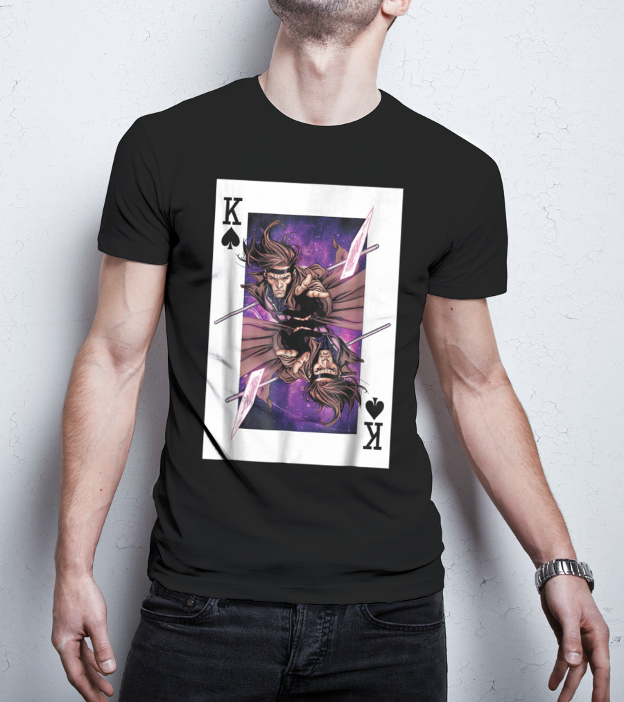 Marvel X Men Gambit King Of Spades Playing Card Character T-Shirt