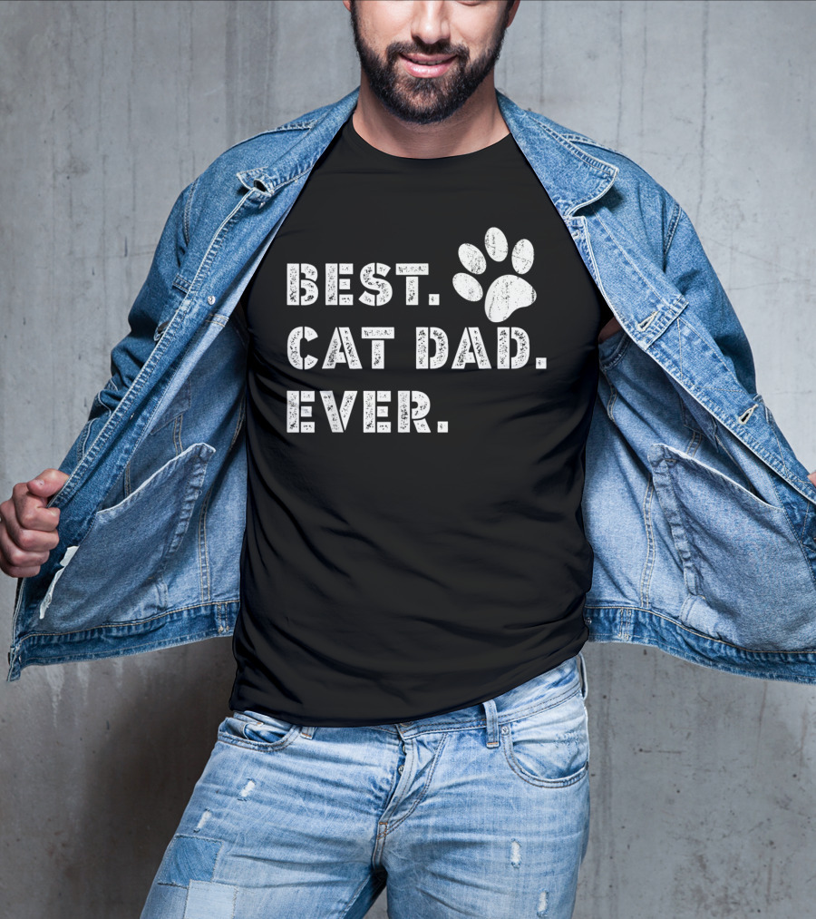 Best Cat Dad Ever Father's Day Mens Paw Prints T-Shirt