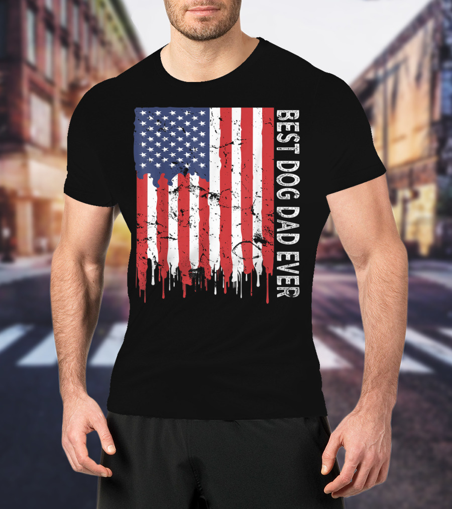 Best Dog Dad Ever American Flag Mens T-Shirt