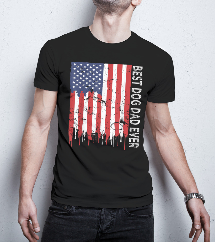Best Dog Dad Ever American Flag Mens T-Shirt