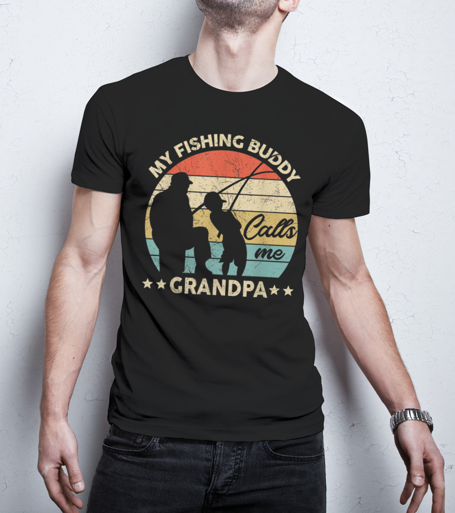 My Fishing Buddy Calls Me Grandpa Retro T-Shirt