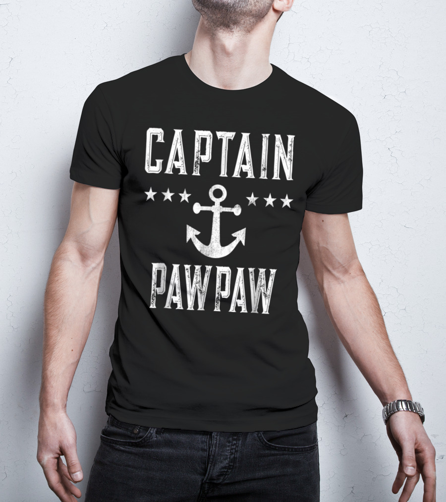 Captain PawPaw Nautical Anchor Stars Mens Vintage Family Cruise T-Shirt