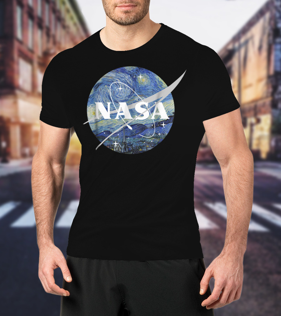 NASA Starry Night Van Gogh Circle Emblem T-Shirt